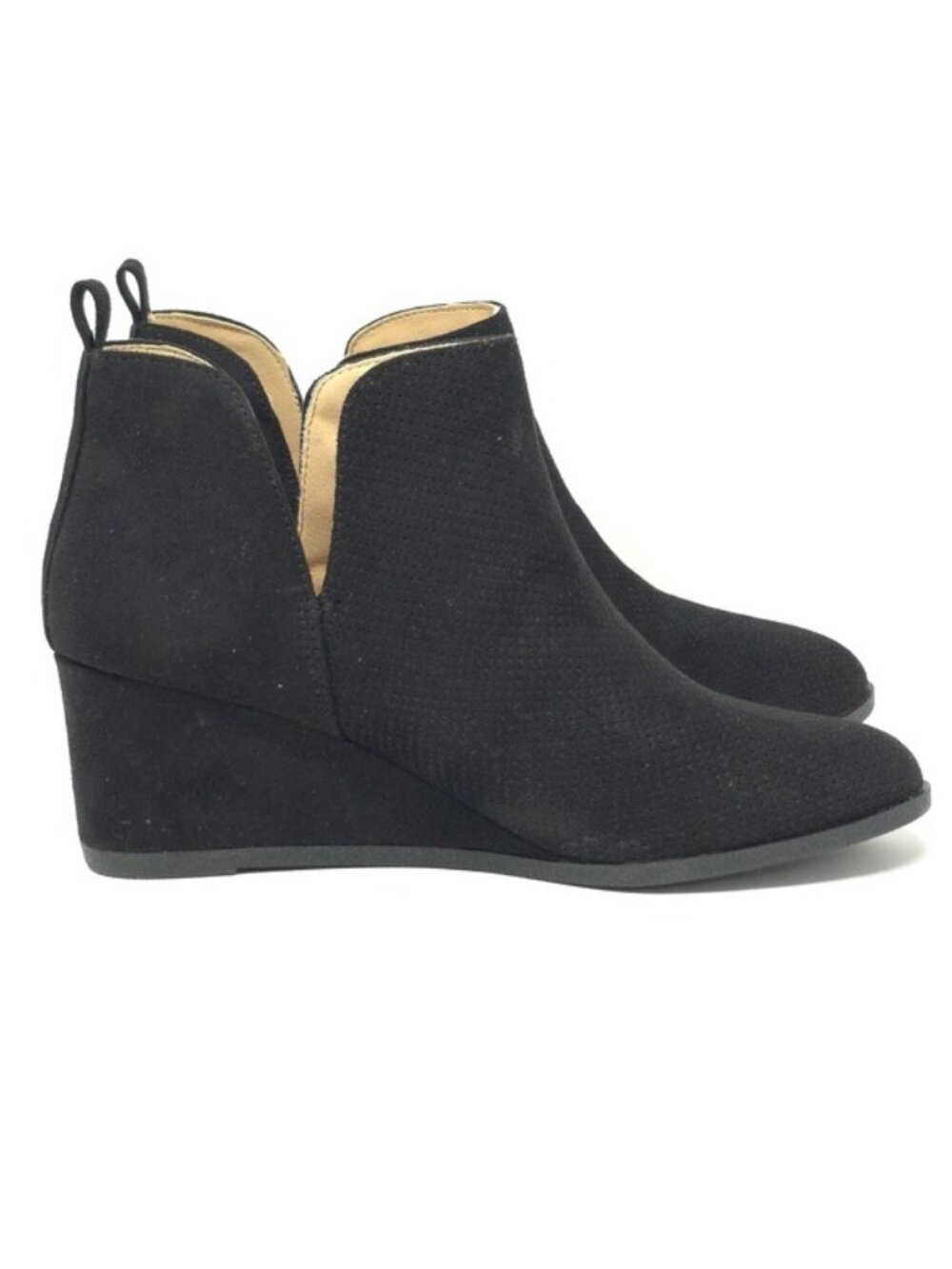 Journee Collection Mylee Black Pull-On Wedge Booties 9M - Picture 8 of 13